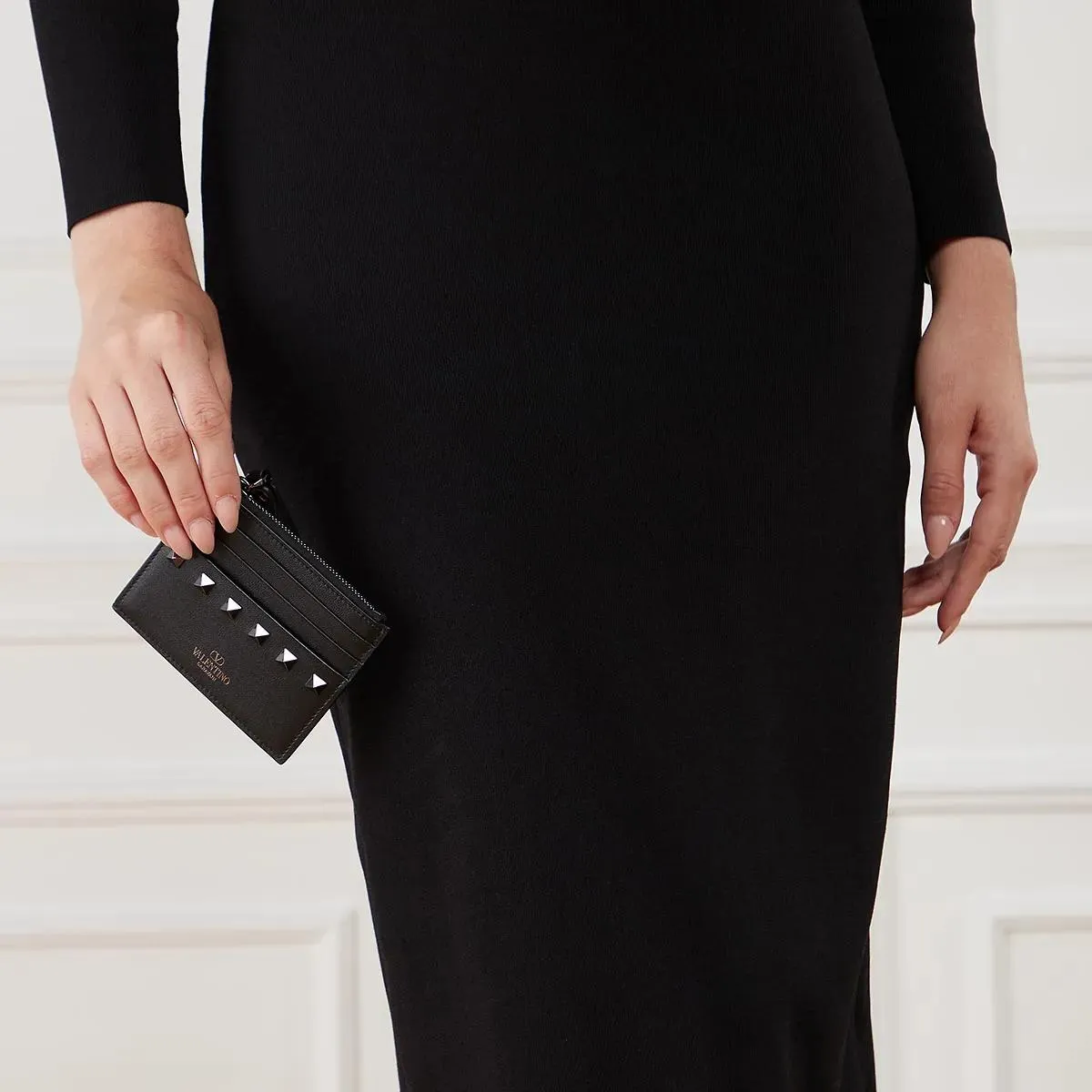   Valentino Garavani  Rockstud Coin Card Holder Nero  Kartenhalter 